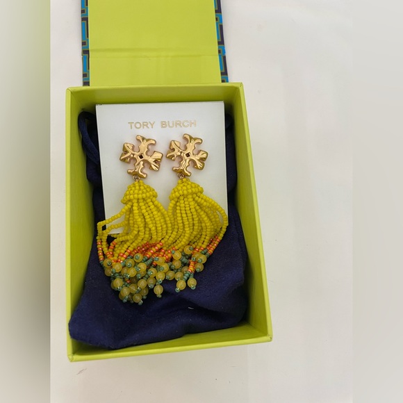 TORY BURCH ROXANNE BEADED TASSEL EARRING - Picture 2 of 5